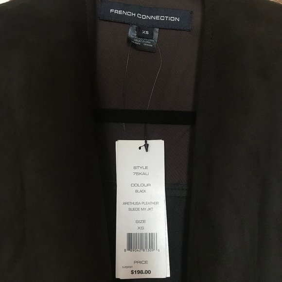 NWT French Connection Black Mixed Media Jacket XS - Picture 11 of 11